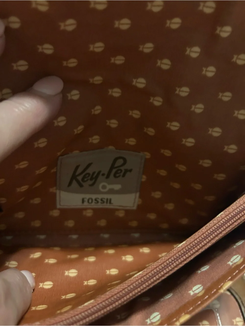 Fossil Floral Canvas Wallet with Brown Trim and Multicolor Print